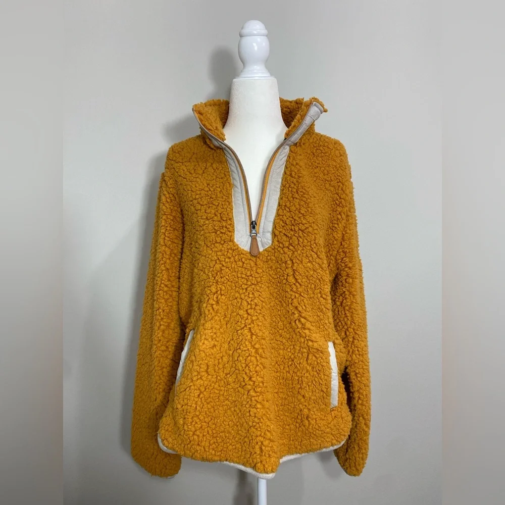 Simply Southern Collection Yellow Fleece Pullover Jacket w/ Pockets and Zipper - Picture 6 of 8
